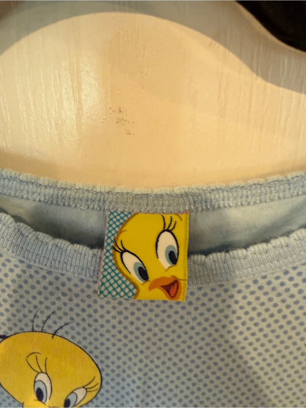 LOONEY TUNES Blue vintage Tweety Bird Sylvester SleepWear shirt no sz tag - Picture 4 of 5